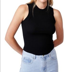 CottonOn Sustain Me Variegated Ribbed Scoop Neck Tank in Black